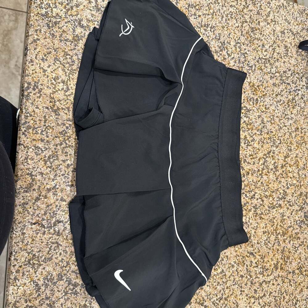 Nike Dri-Fit Black Tennis Skort with White Stripe